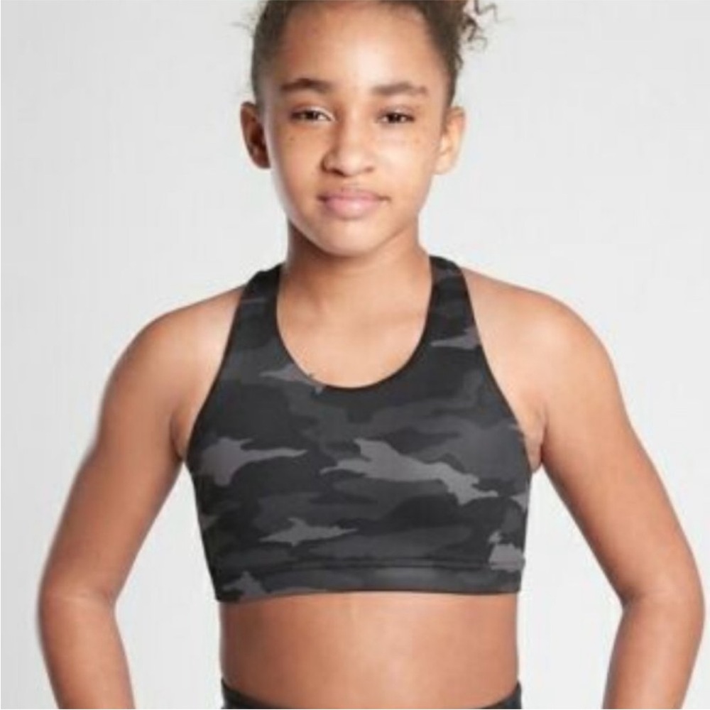 Athleta Girl Black Camouflage Sports Bra